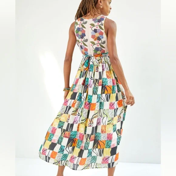 Let Me Be Quilted Patchwork Maxi Dress Anthropologie Sz L New With Tags Pockets! - Picture 4 of 16